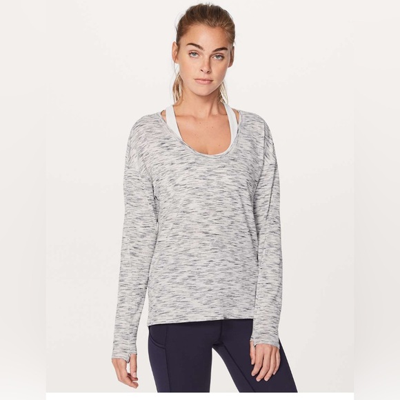 🍋 Lululemon Meant To Move Long Sleeve - Tiger Space Dye Black White - Sz 8 - Picture 4 of 11